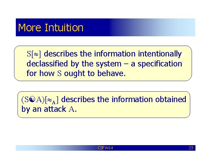 More Intuition S[ ] describes the information intentionally declassified by the system – a