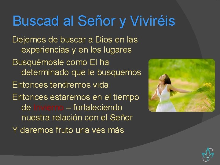 Buscad al Señor y Viviréis Dejemos de buscar a Dios en las experiencias y