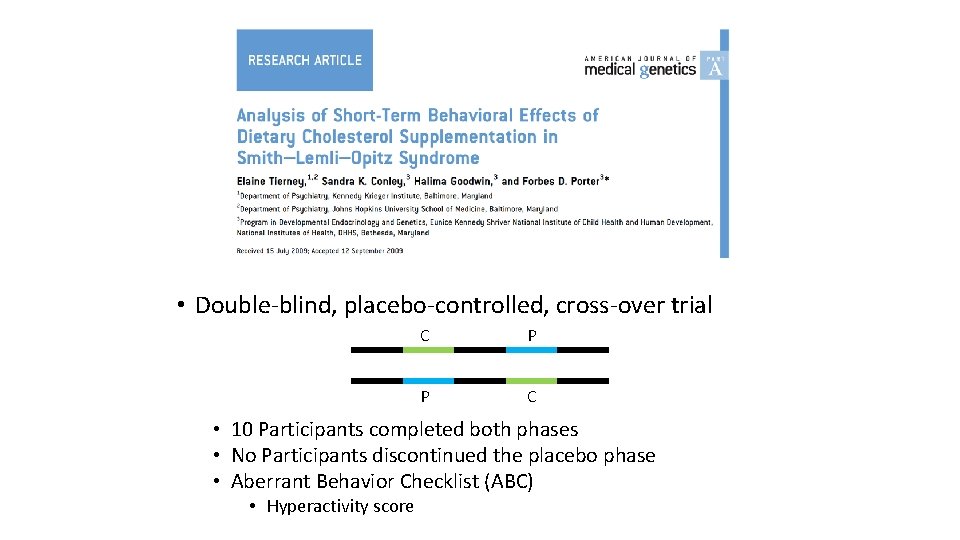  • Double-blind, placebo-controlled, cross-over trial C P P C • 10 Participants completed