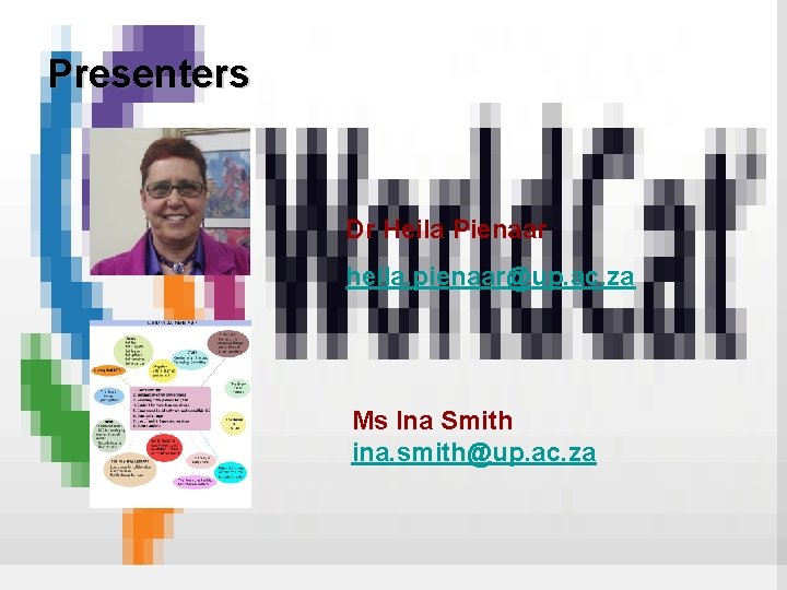 Presenters Dr Heila Pienaar heila. pienaar@up. ac. za Ms Ina Smith ina. smith@up. ac.