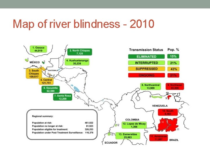 Map of river blindness - 2010 