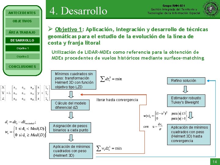 ANTECEDENTES 4. Desarrollo Grupo RNM-021 Gestión Integrada del Territorio y Tecnologías de la Información