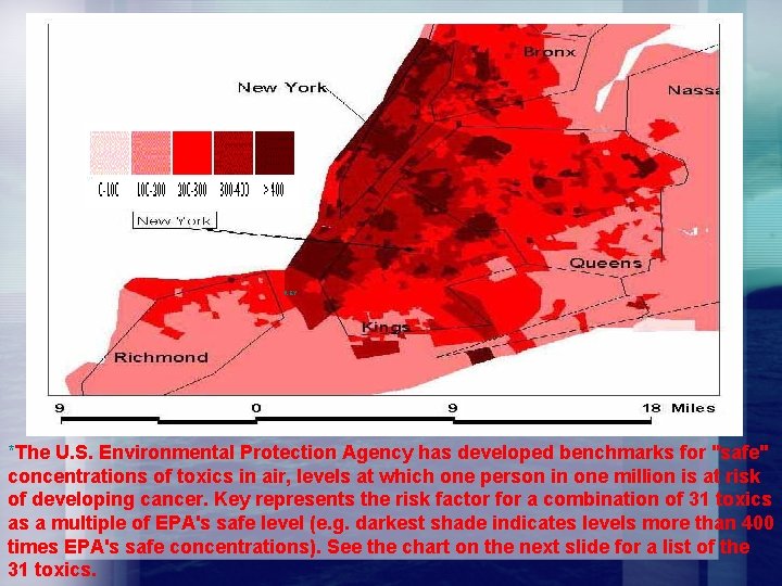 KEY *The U. S. Environmental Protection Agency has developed benchmarks for "safe" concentrations of