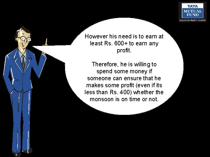 However his need is to earn at least Rs. 600+ to earn any profit.