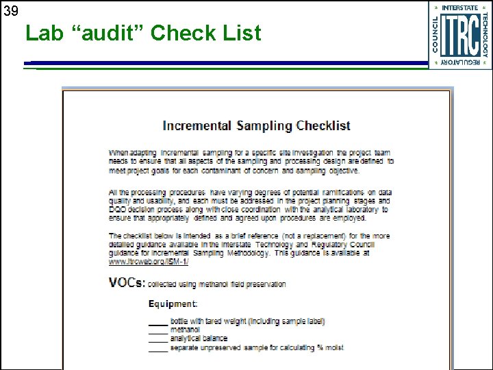 39 Lab “audit” Check List 