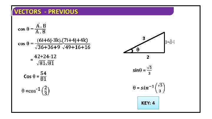 VECTORS - PREVIOUS 3 2 KEY: 4 