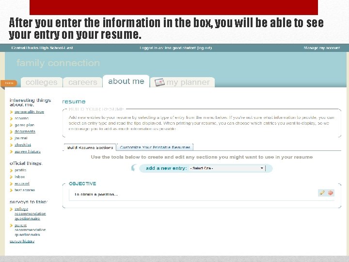 After you enter the information in the box, you will be able to see