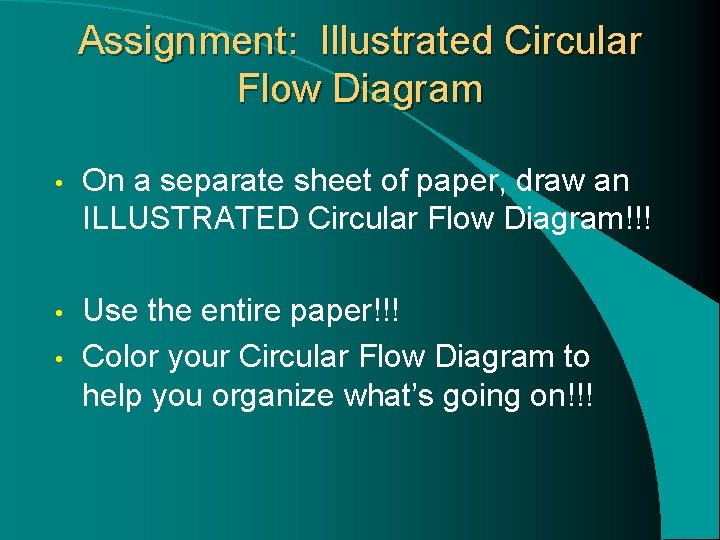 Assignment: Illustrated Circular Flow Diagram • On a separate sheet of paper, draw an Assignment: Illustrated Circular Flow Diagram • On a separate sheet of paper, draw an