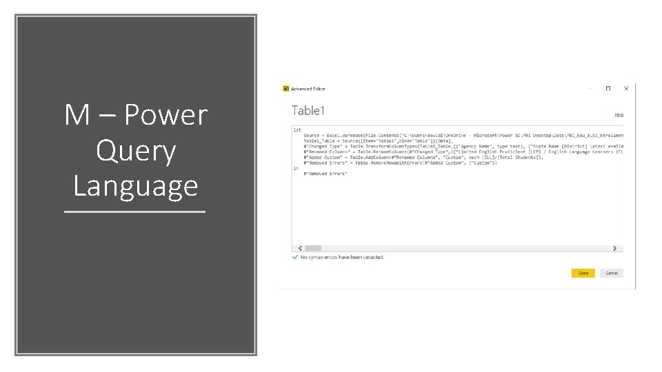M – Power Query Language 