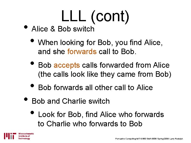 LLL (cont) • Alice & Bob switch • When looking for Bob, you find