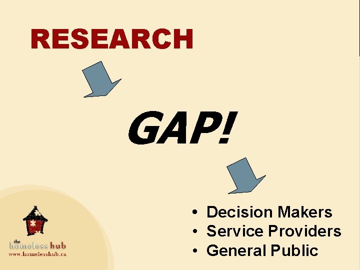 RESEARCH GAP! • Decision Makers • Service Providers • General Public 