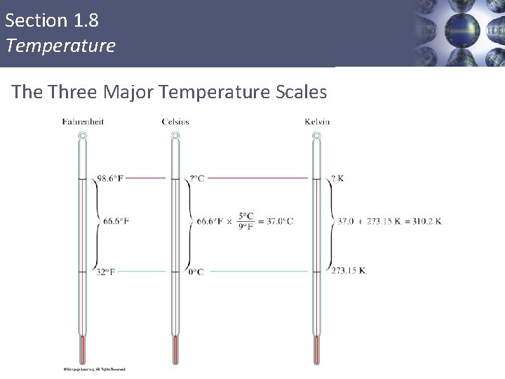 Section 1. 8 Temperature Three Major Temperature Scales 