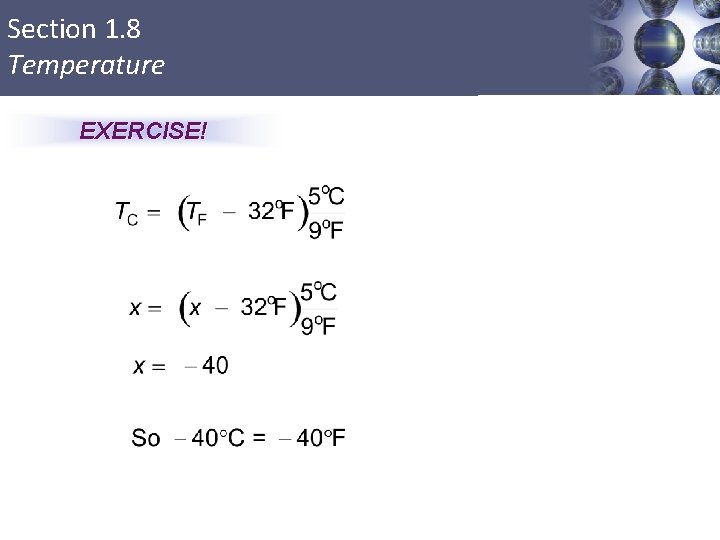 Section 1. 8 Temperature EXERCISE! 55 