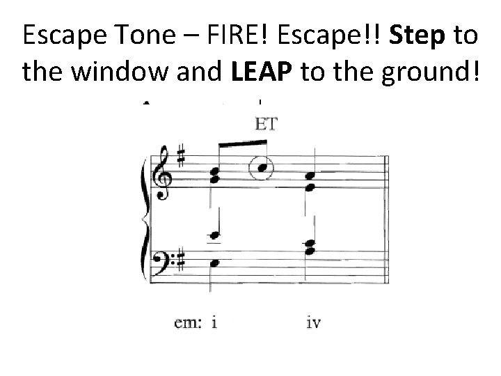 Escape Tone – FIRE! Escape!! Step to the window and LEAP to the ground!