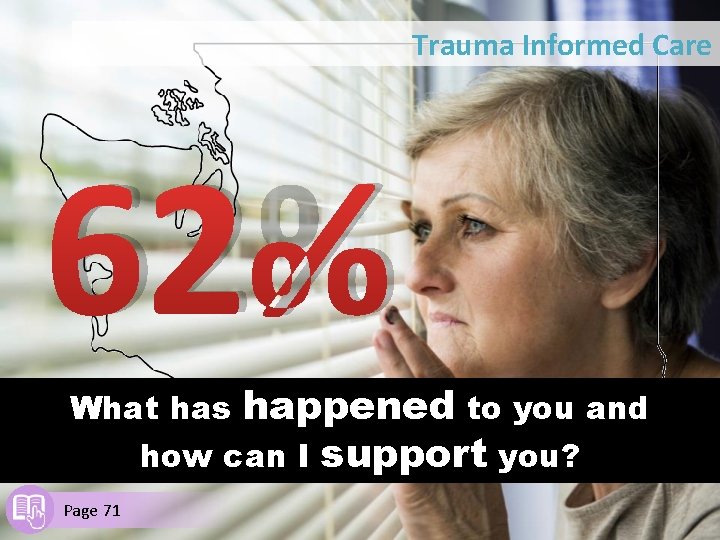 Trauma Informed Care 62% What has happened to you and how can I support