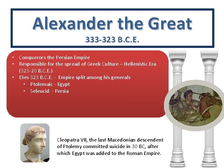 Alexander the Great 333 -323 B. C. E. • Conquerors the Persian Empire •