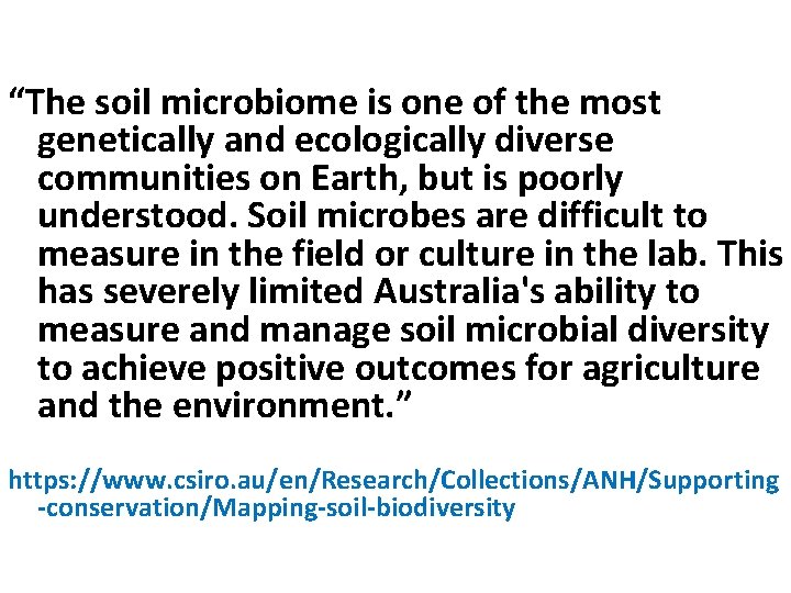 “The soil microbiome is one of the most genetically and ecologically diverse communities on