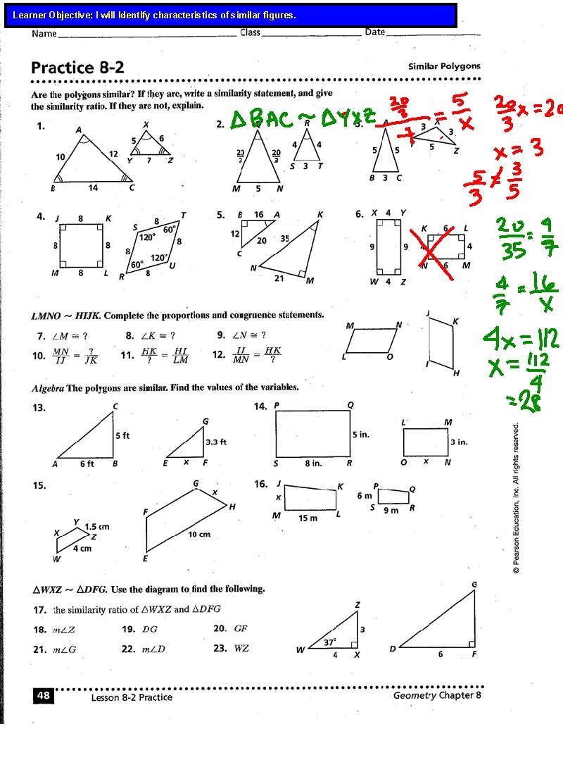 Learner Objective: I will Identify characteristics of similar figures. 