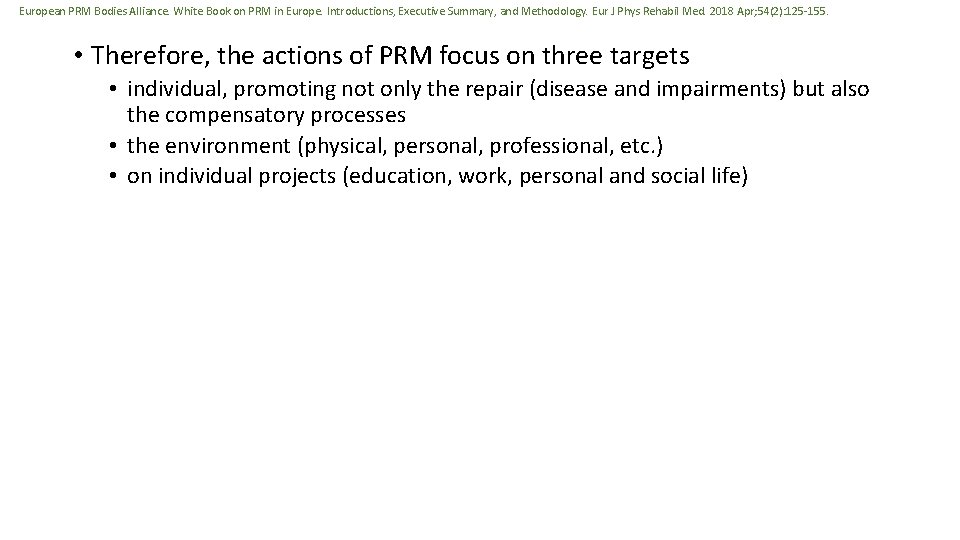 European PRM Bodies Alliance. White Book on PRM in Europe. Introductions, Executive Summary, and