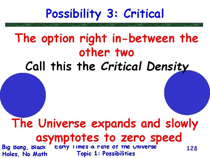 Possibility 3: Critical The option right in-between the other two Call this the Critical