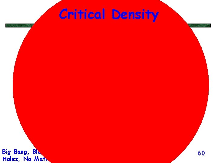 Critical Density Big Bang, Black Holes, No Math Early Times & Fate of the