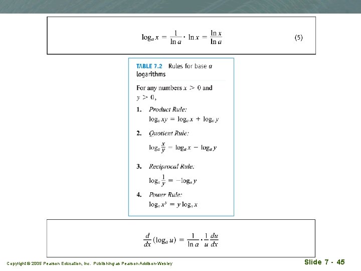 Copyright © 2005 Pearson Education, Inc. Publishing as Pearson Addison-Wesley Slide 7 - 45