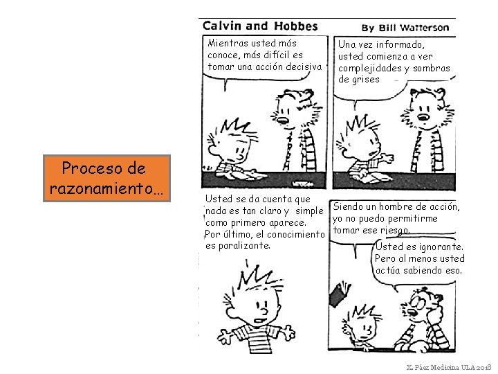 Mientras usted más conoce, más difícil es tomar una acción decisiva Proceso de razonamiento…