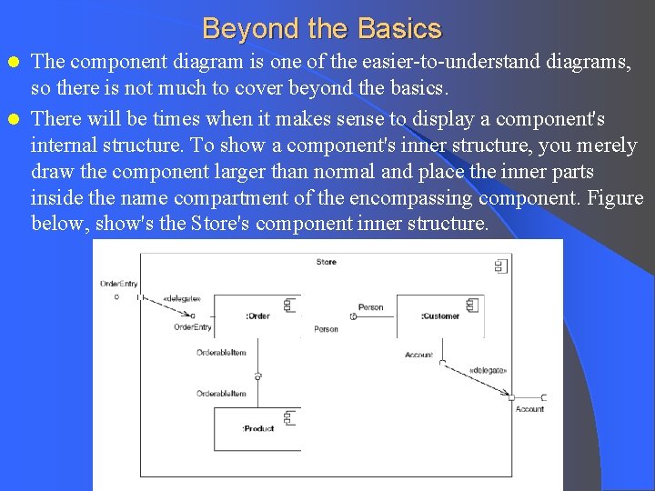 Beyond the Basics The component diagram is one of the easier-to-understand diagrams, so there