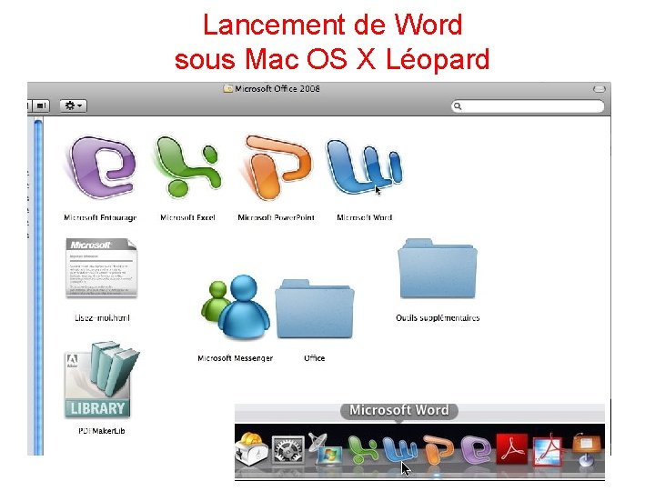 Lancement de Word sous Mac OS X Léopard 