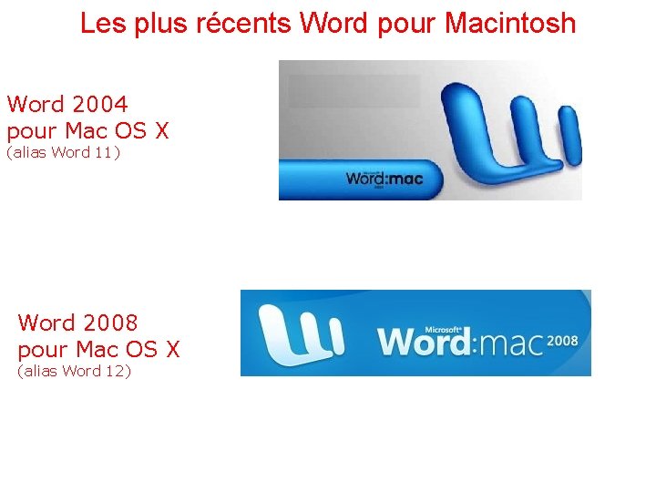 Les plus récents Word pour Macintosh Word 2004 pour Mac OS X (alias Word