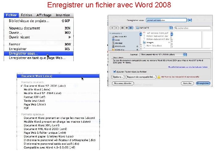 Enregistrer un fichier avec Word 2008 