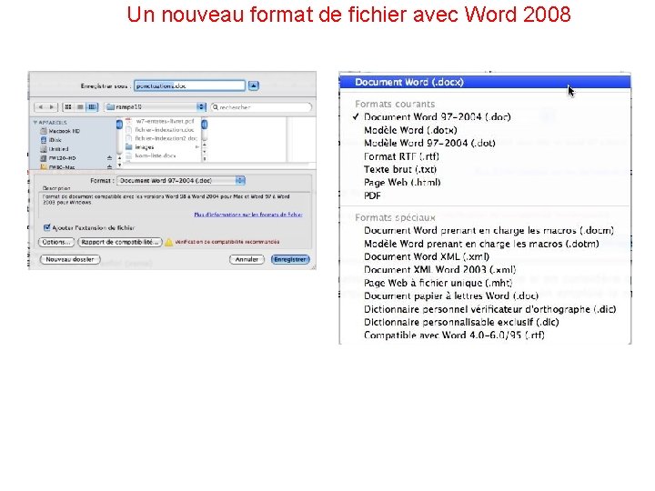 Un nouveau format de fichier avec Word 2008 