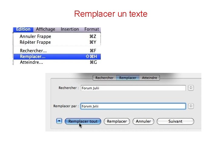 Remplacer un texte 