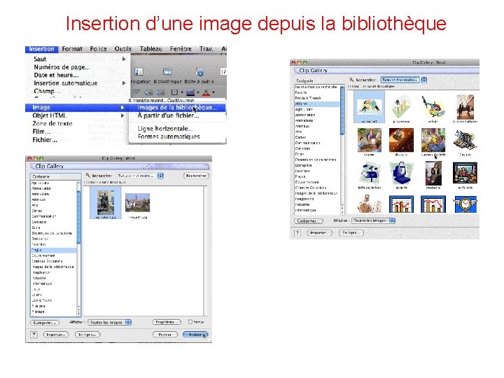 Insertion d’une image depuis la bibliothèque 