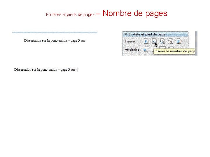 En-têtes et pieds de pages – Nombre de pages 