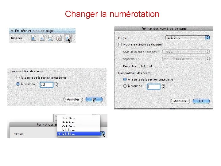 Changer la numérotation 