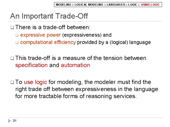 MODELING : : LOGICAL MODELING : : LANGUAGES : : LOGIC : : USING