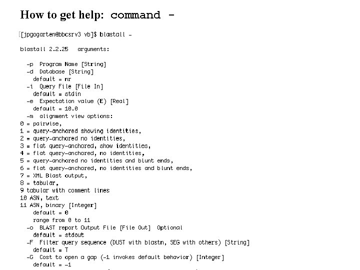 How to get help: command - 