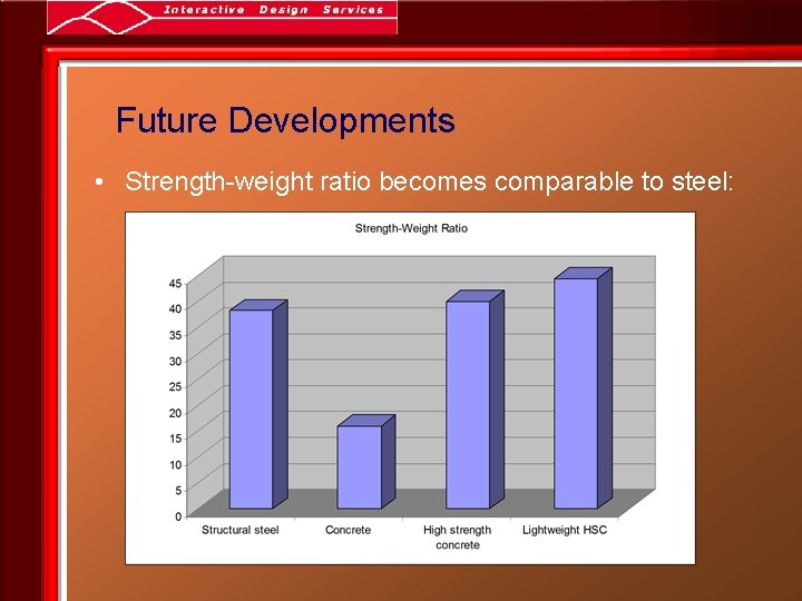 Future Developments • Strength-weight ratio becomes comparable to steel: 