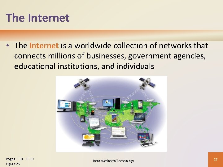 The Internet • The Internet is a worldwide collection of networks that connects millions