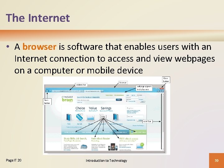 The Internet • A browser is software that enables users with an Internet connection