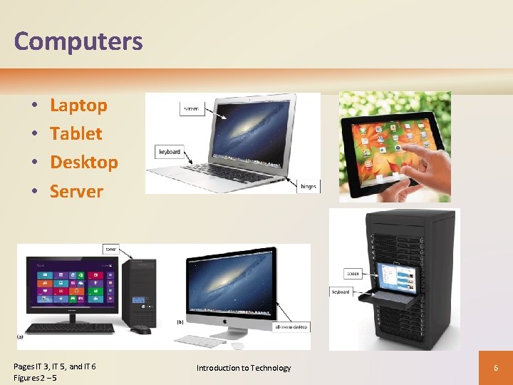 Computers • • Laptop Tablet Desktop Server Pages IT 3, IT 5, and IT