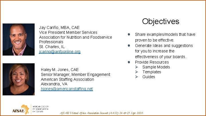 Jay Cariño, MBA, CAE Vice President Member Services Association for Nutrition and Foodservice Professionals