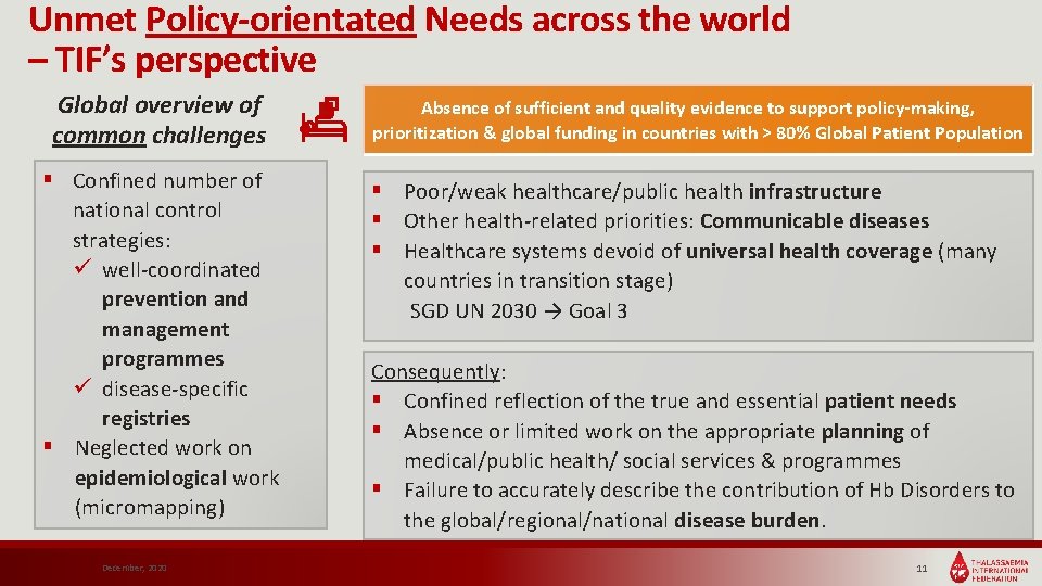 Unmet Policy-orientated Needs across the world – TIF’s perspective Global overview of common challenges