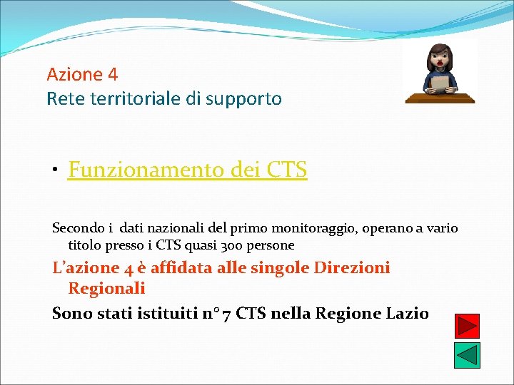 Azione 4 Rete territoriale di supporto • Funzionamento dei CTS Secondo i dati nazionali