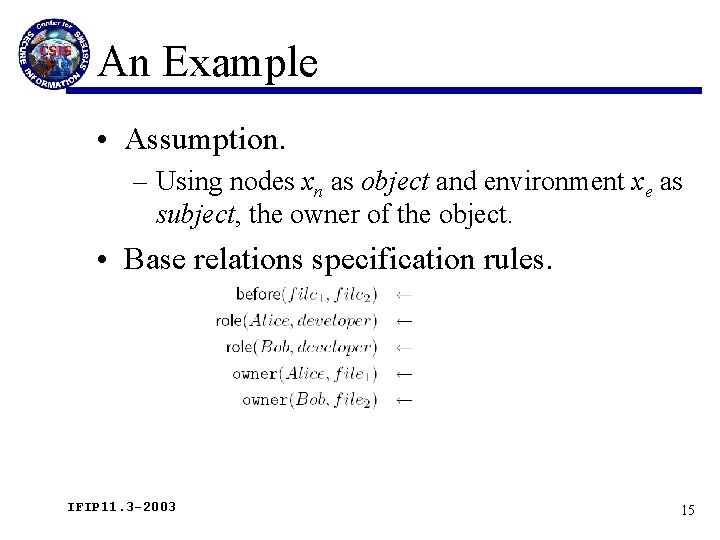 An Example • Assumption. – Using nodes xn as object and environment xe as