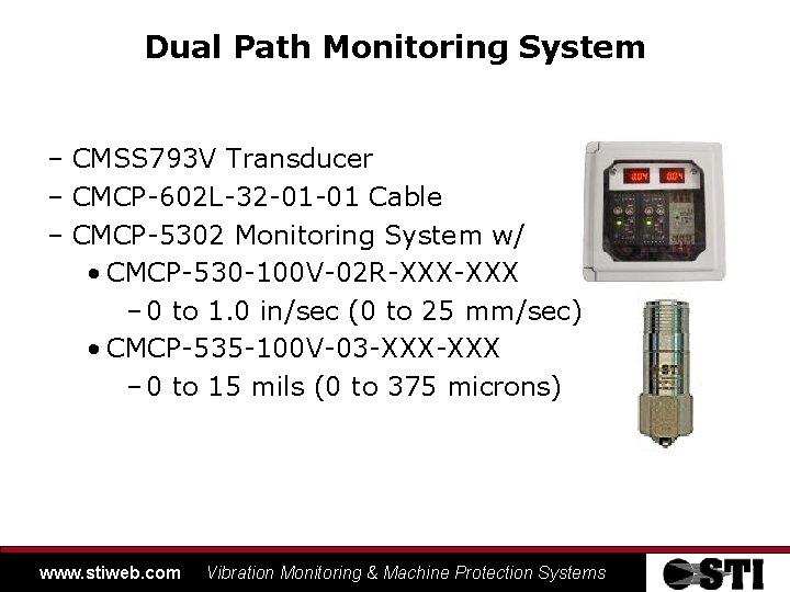 Dual Path Monitoring System – CMSS 793 V Transducer – CMCP-602 L-32 -01 -01