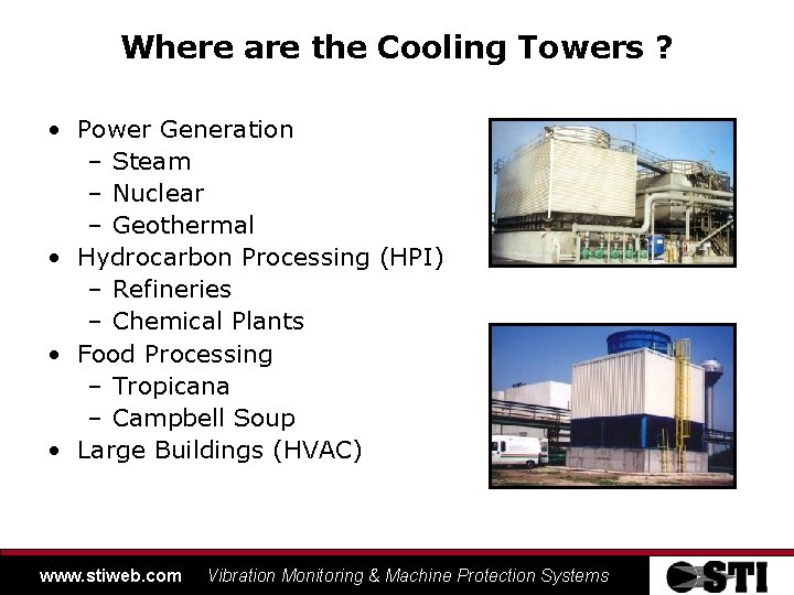 Where are the Cooling Towers ? • Power Generation – Steam – Nuclear –