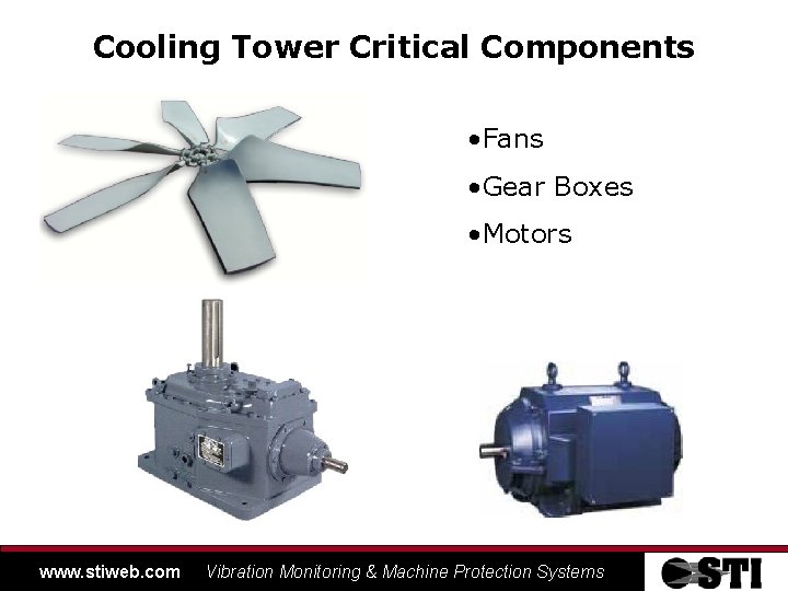 Cooling Tower Critical Components • Fans • Gear Boxes • Motors www. stiweb. com