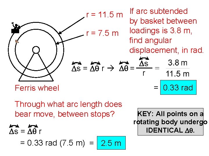 r = 11. 5 m If arc subtended by basket between r = 7.